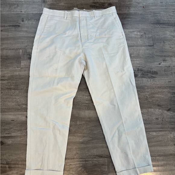 Ladies Trousers Theory White Linen Pants Vince Men's Light Cream Dress Pants